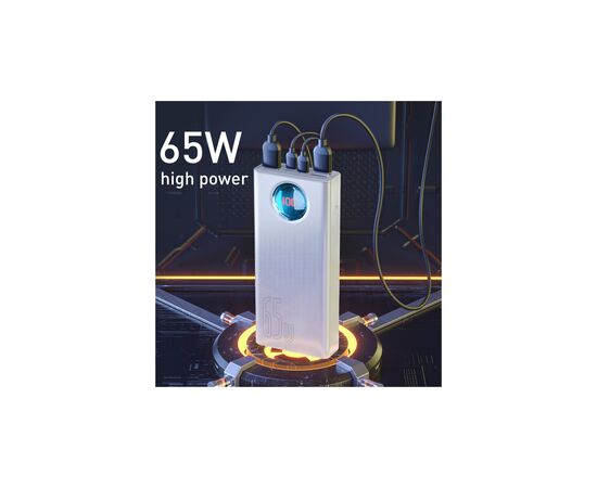 Батарея универсальная Baseus Amblight 30000mAh 65W, 6A, QC3.0, PD3.0, cable Type-C/100W (PPLG-A02), изображение 9 Батарея универсальная Baseus Amblight 30000mAh 65W, 6A, QC3.0, PD3.0, cable Type-C/100W (PPLG-A02), изображение 9