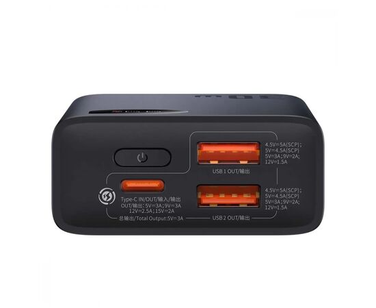 Батарея универсальная Baseus Adaman2 10000mAh 30W, PD, QC, SCP, Black (PPAD040001), изображение 6 Батарея универсальная Baseus Adaman2 10000mAh 30W, PD, QC, SCP, Black (PPAD040001), изображение 6