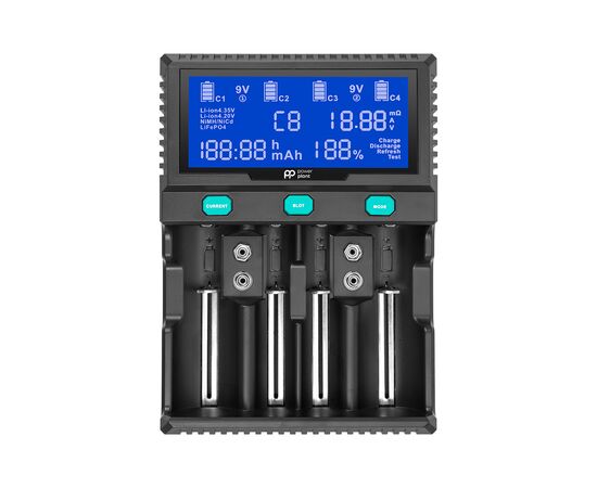 Зарядний пристрій для акумуляторів PowerPlant PP-A4 (Ni-MH,Cd,Li-ion,LiFePO4 / input AC 100V-240V DC 12V) (AA620173)
