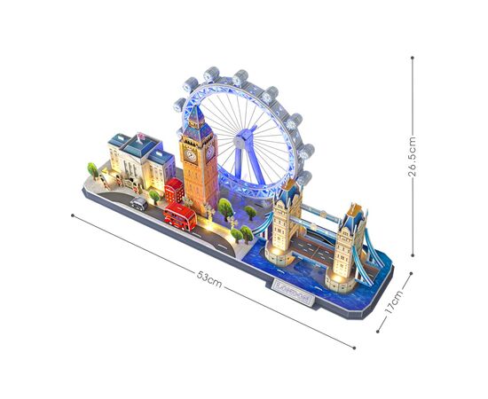 Пазл Cubic Fun Трехмерная головоломка-конструктор City Line Лондон с LED подсветкой (L532h), изображение 2 Пазл Cubic Fun Трехмерная головоломка-конструктор City Line Лондон с LED подсветкой (L532h), изображение 2