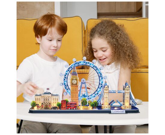 Пазл Cubic Fun Трехмерная головоломка-конструктор City Line Лондон с LED подсветкой (L532h), изображение 7 Пазл Cubic Fun Трехмерная головоломка-конструктор City Line Лондон с LED подсветкой (L532h), изображение 7