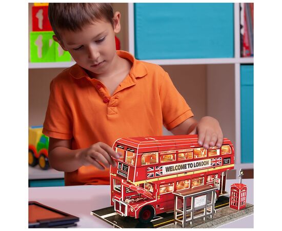Пазл Cubic Fun Трехмерная головоломка-конструктор City Line Лондонский автобус с LED подсветкой (L538h), изображение 5 Пазл Cubic Fun Трехмерная головоломка-конструктор City Line Лондонский автобус с LED подсветкой (L538h), изображение 5