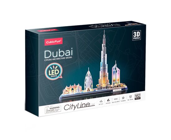 Пазл Cubic Fun Трехмерная головоломка-конструктор City Line с Led-подсветкой Дубай (L523h), изображение 2 Пазл Cubic Fun Трехмерная головоломка-конструктор City Line с Led-подсветкой Дубай (L523h), изображение 2