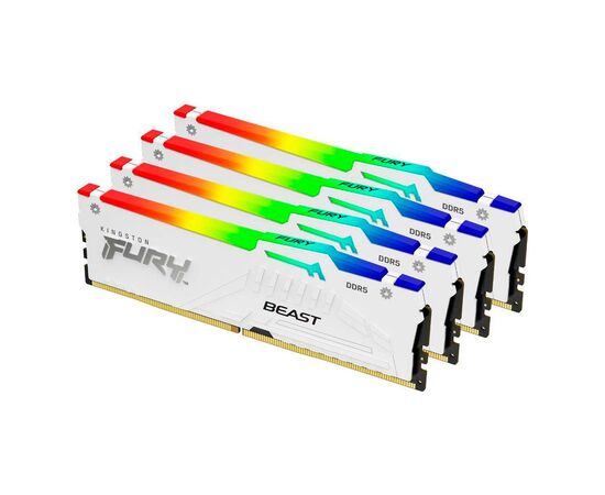 Модуль пам'яті для комп'ютера DDR5 128GB (4x32GB) 5600 MHz FURY Beast RGB White Kingston Fury (ex.HyperX) (KF556C40BWAK4-128), зображення 2 Модуль пам'яті для комп'ютера DDR5 128GB (4x32GB) 5600 MHz FURY Beast RGB White Kingston Fury (ex.HyperX) (KF556C40BWAK4-128), зображення 2