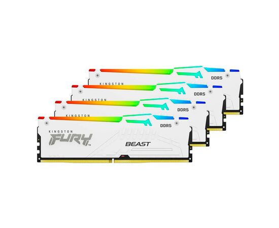 Модуль пам'яті для комп'ютера DDR5 128GB (4x32GB) 5600 MHz FURY Beast RGB White Kingston Fury (ex.HyperX) (KF556C40BWAK4-128), зображення 3 Модуль пам'яті для комп'ютера DDR5 128GB (4x32GB) 5600 MHz FURY Beast RGB White Kingston Fury (ex.HyperX) (KF556C40BWAK4-128), зображення 3