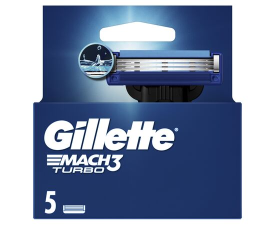 Сменные кассеты Gillette Mach3 Turbo 5 шт. (7702018552344), изображение 2 Сменные кассеты Gillette Mach3 Turbo 5 шт. (7702018552344), изображение 2