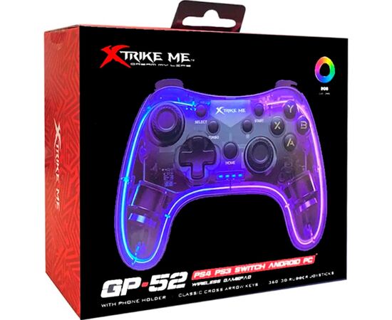 Геймпад Xtrike ME GP-52 Bluetooth RGB PS4/IOS/Android/PC/Nintendo (GP-52), зображення 7 Геймпад Xtrike ME GP-52 Bluetooth RGB PS4/IOS/Android/PC/Nintendo (GP-52), зображення 7
