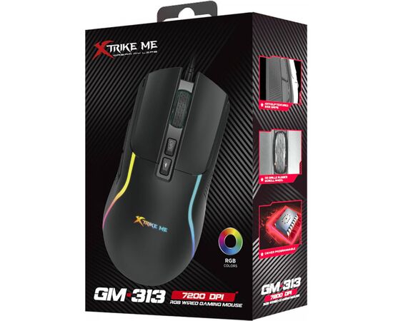 Мышка Xtrike ME GM-313 USB RGB Black (GM-313), изображение 6 Мышка Xtrike ME GM-313 USB RGB Black (GM-313), изображение 6