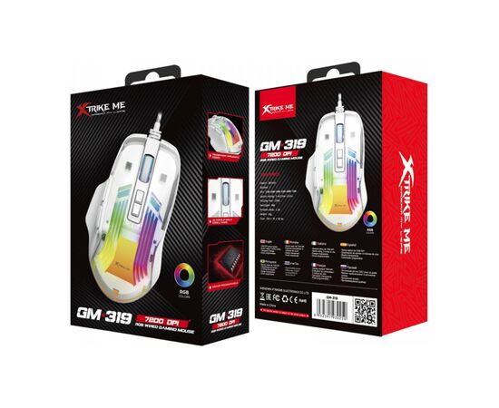 Мышка Xtrike ME GM-319 USB RGB White (GM-319), изображение 5 Мышка Xtrike ME GM-319 USB RGB White (GM-319), изображение 5