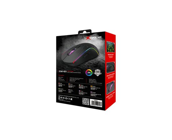 Мышка Xtrike ME GW-611 Wireless RGB Black (GW-611), изображение 6 Мышка Xtrike ME GW-611 Wireless RGB Black (GW-611), изображение 6