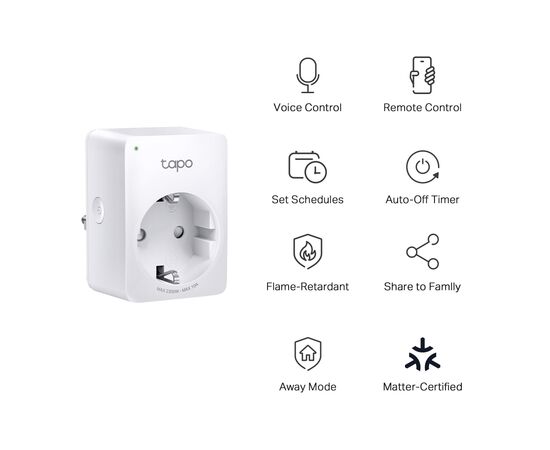 Умная розетка TP-Link Tapo P100M, изображение 2 Умная розетка TP-Link Tapo P100M, изображение 2