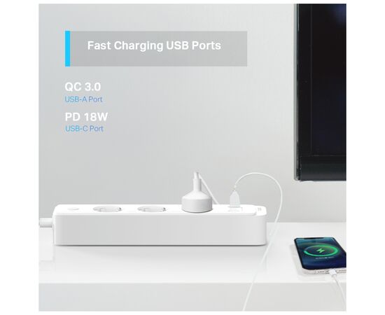 Умная розетка TP-Link Tapo P300, изображение 3 Умная розетка TP-Link Tapo P300, изображение 3