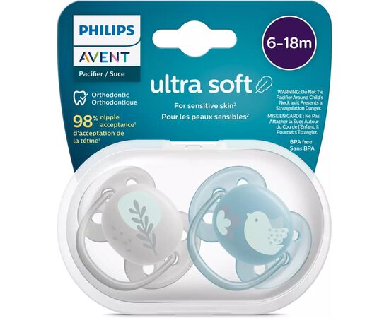 Пустышка Philips AVENT Ultra Soft ультрам'яка, 6-18 міс. 2 шт (SCF091/15), изображение 3 Пустышка Philips AVENT Ultra Soft ультрам'яка, 6-18 міс. 2 шт (SCF091/15), изображение 3