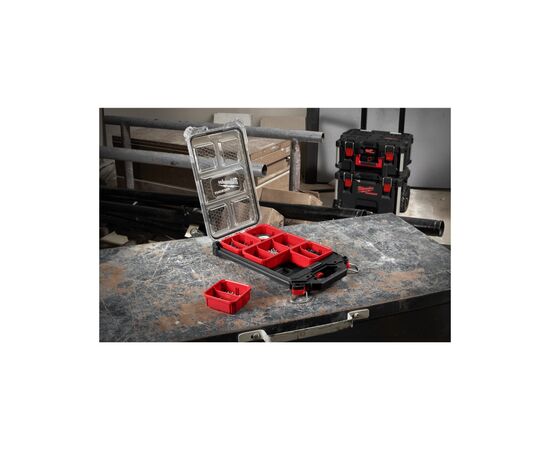 Ящик для инструментов Milwaukee органайзер компактный тонкий PACKOUT 250х380х65мм (4932471065), изображение 3 Ящик для инструментов Milwaukee органайзер компактный тонкий PACKOUT 250х380х65мм (4932471065), изображение 3