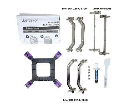 Кулер до процесора Zezzio ZH-C400 V2, зображення 6 Кулер до процесора Zezzio ZH-C400 V2, зображення 6