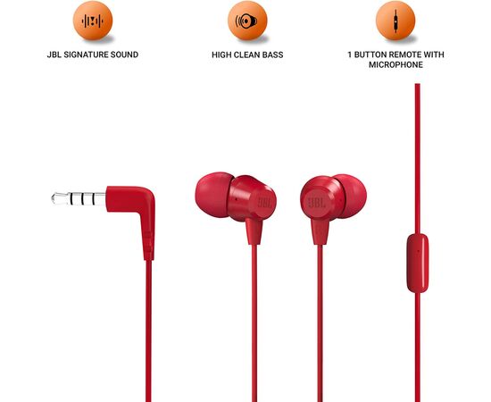 Наушники JBL C50 HI Red (JBLC50HIRED), изображение 2 Наушники JBL C50 HI Red (JBLC50HIRED), изображение 2