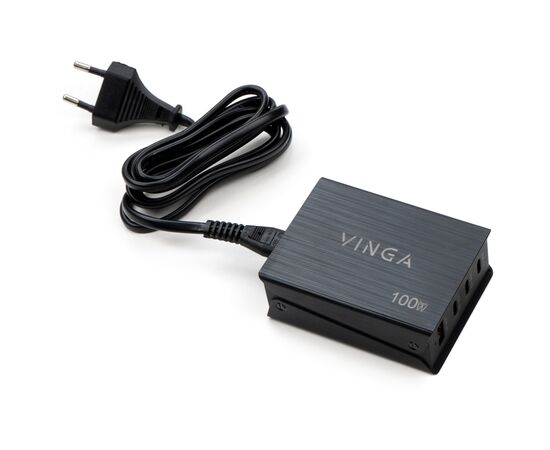 Зарядное устройство Vinga GaN 100W PD+QC 3C1A ports 1.2m Wired Charger (VCPCH100CB), изображение 4 Зарядное устройство Vinga GaN 100W PD+QC 3C1A ports 1.2m Wired Charger (VCPCH100CB), изображение 4