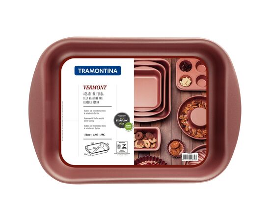 Форма для выпечки Tramontina Vermont прямокутна 39,2 x 28,2 x 6,3 см (27806/003), изображение 2 Форма для выпечки Tramontina Vermont прямокутна 39,2 x 28,2 x 6,3 см (27806/003), изображение 2