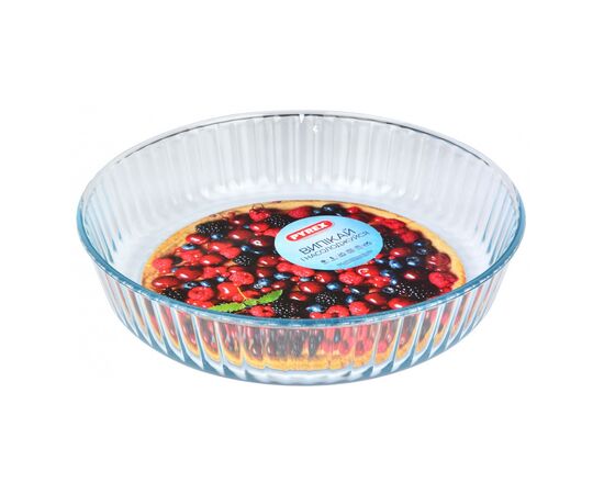 Форма для випікання Pyrex BakeEnjoy кругла 26 см 2,1л хвилястий край стікер (818BN00/B046)