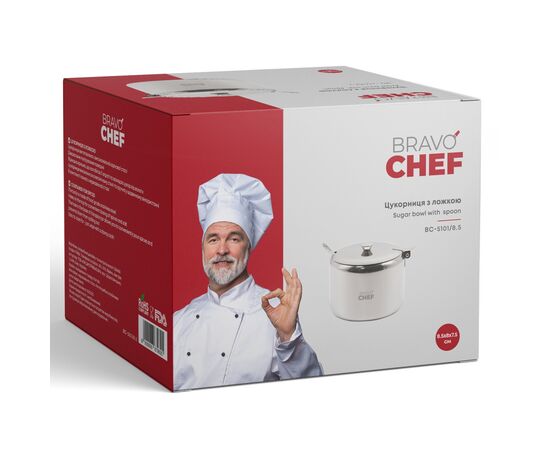 Сахарница Bravo Chef з ложкою 8.5 см (BC-5101/8.5), изображение 3 Сахарница Bravo Chef з ложкою 8.5 см (BC-5101/8.5), изображение 3