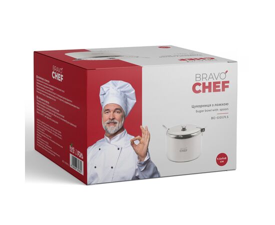 Сахарница Bravo Chef з ложкою 9.5 см (BC-5101/9.5), изображение 3 Сахарница Bravo Chef з ложкою 9.5 см (BC-5101/9.5), изображение 3
