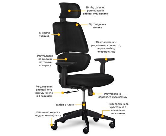 Офисное кресло Mealux Leo Air Black (Y-543 KB), изображение 8 Офисное кресло Mealux Leo Air Black (Y-543 KB), изображение 8