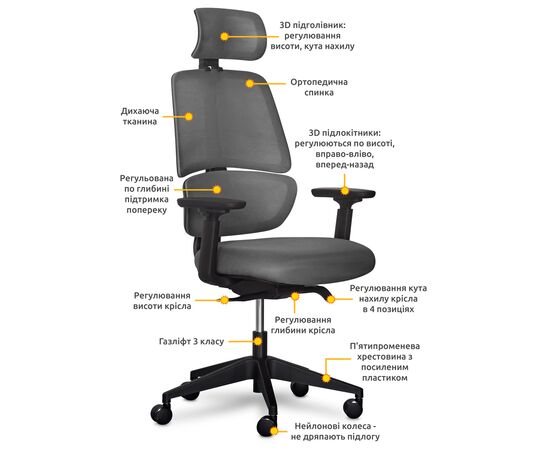 Офисное кресло Mealux Leo Air Plus Dark Grey (Y-546 KBG), изображение 2 Офисное кресло Mealux Leo Air Plus Dark Grey (Y-546 KBG), изображение 2