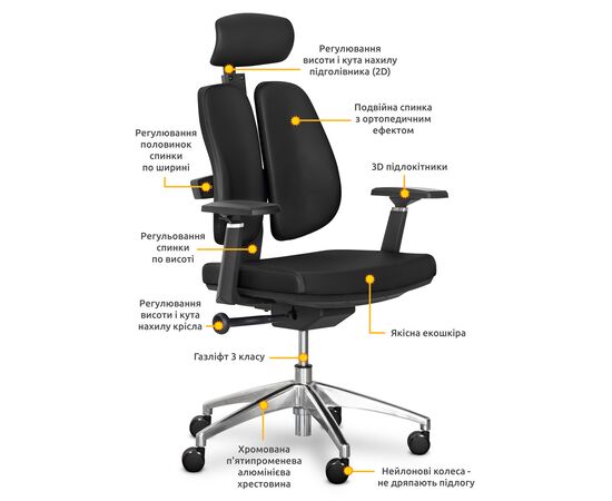 Офисное кресло Mealux Tempo Duo Black (Y-551 KB Duo), изображение 9 Офисное кресло Mealux Tempo Duo Black (Y-551 KB Duo), изображение 9