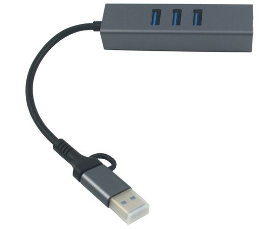 Концентратор USB 3.0 Type-C/Type-A to RJ45 Gigabit Lan, 3*USB 3.0, cable 13 cm Dynamode (DM-AD-GLAN-U3), изображение 3 Концентратор USB 3.0 Type-C/Type-A to RJ45 Gigabit Lan, 3*USB 3.0, cable 13 cm Dynamode (DM-AD-GLAN-U3), изображение 3
