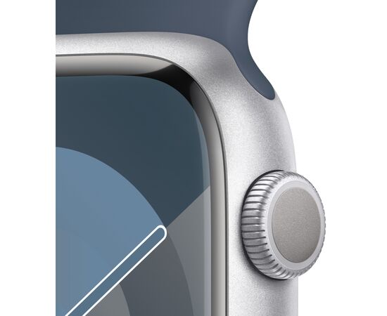 Смарт-годинник Apple Watch Series 9 GPS 45mm Silver Aluminium Case with Storm Blue Sport Band - M/L (MR9E3QP/A), зображення 4