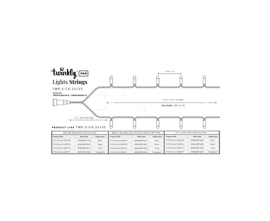 Гирлянда Twinkly Smart LED Pro Strings RGBW 250, двойная линия, AWG22, IP65, (TWP-S-CA-2X125SPP-T), изображение 9 Гирлянда Twinkly Smart LED Pro Strings RGBW 250, двойная линия, AWG22, IP65, (TWP-S-CA-2X125SPP-T), изображение 9