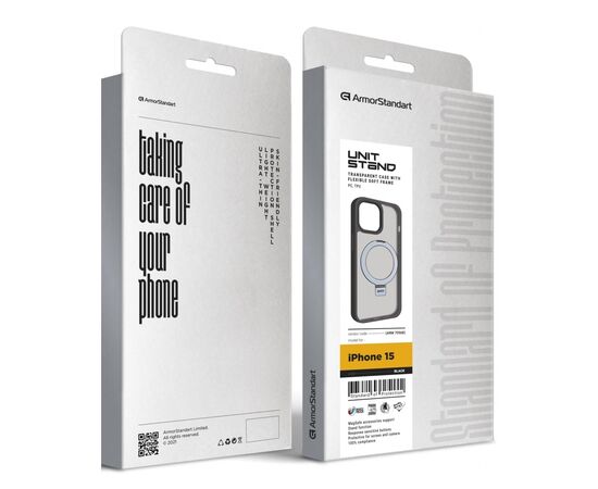 Чехол для мобильного телефона Armorstandart Unit Stand Apple iPhone 15 Black (ARM70568), изображение 2 Чехол для мобильного телефона Armorstandart Unit Stand Apple iPhone 15 Black (ARM70568), изображение 2