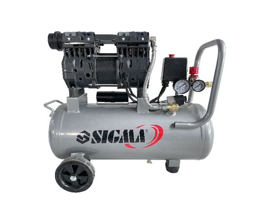 Компрессор Sigma двухцилиндровый безмасляный 1.1кВт 1400об/мин 160л/мин 8бар 24л (7042521)