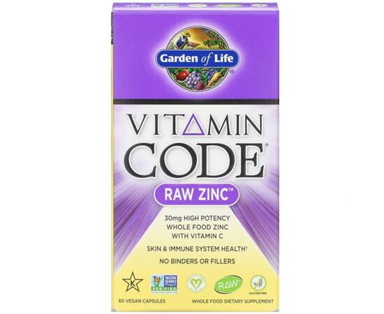 Витаминно-минеральный комплекс Garden of Life Сырой Цинк, RAW Zinc, 60 веганских капсул (GOL-11652)