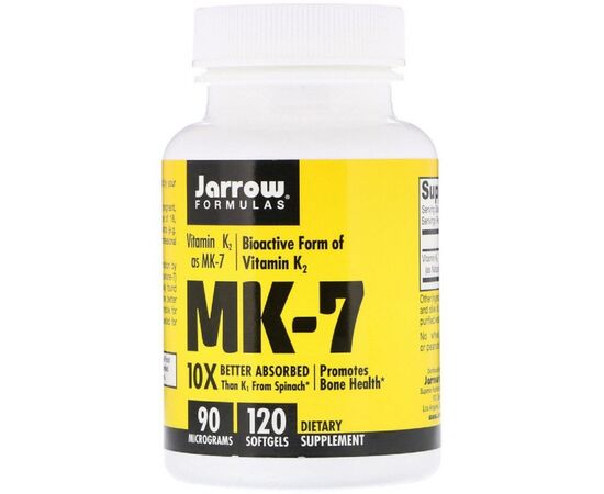Витамин Jarrow Formulas Витамин K2 в форме MK-7, 90 мкг, MK-7, Vitamin K2 as MK-7, (JRW-30007)