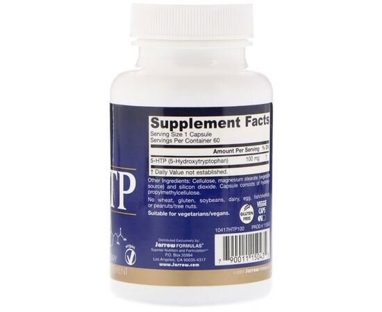Аминокислота Jarrow Formulas 5-HTP (Гидрокситриптофан), 100 мг, 60 вегетарианских капсул (JRW-15043), изображение 2 Аминокислота Jarrow Formulas 5-HTP (Гидрокситриптофан), 100 мг, 60 вегетарианских капсул (JRW-15043), изображение 2