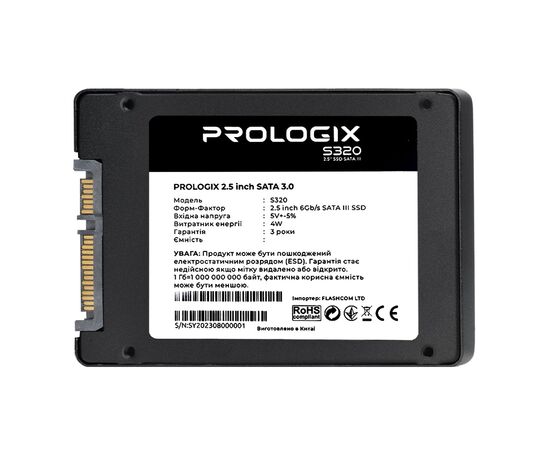Накопитель SSD 2.5" 480GB Prologix (PRO480GS320), изображение 3 Накопитель SSD 2.5" 480GB Prologix (PRO480GS320), изображение 3