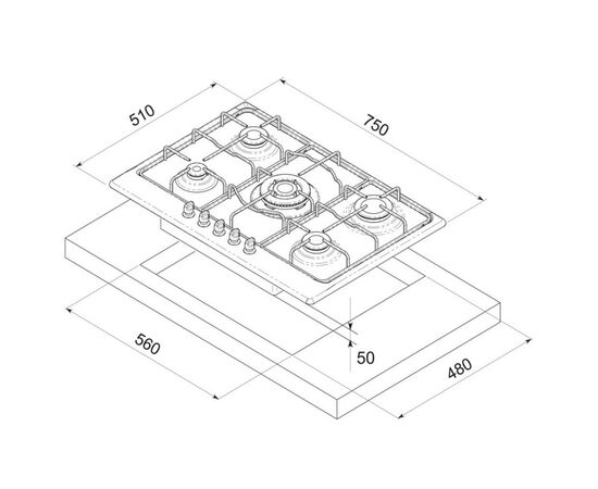 Варочная поверхность Freggia HA750VGTX, изображение 5 Варочная поверхность Freggia HA750VGTX, изображение 5