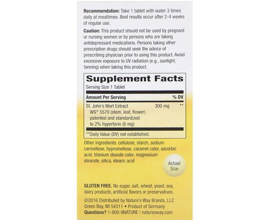 Травы Nature's Way Экстракт Зверобоя, Perika, St. John's Wort, 60 таблеток (NWY06560), изображение 2 Травы Nature's Way Экстракт Зверобоя, Perika, St. John's Wort, 60 таблеток (NWY06560), изображение 2
