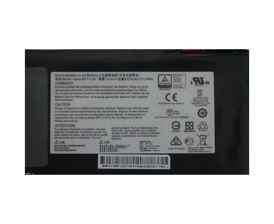 Аккумулятор для ноутбука MSI BTY-L78, 5225mAh, 4cell, 14.4V, Li-ion (A47327), изображение 2 Аккумулятор для ноутбука MSI BTY-L78, 5225mAh, 4cell, 14.4V, Li-ion (A47327), изображение 2