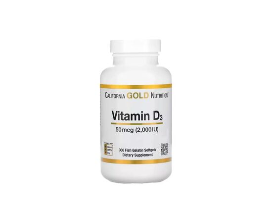 Витамин California Gold Nutrition Витамин D3, 50 мкг, Vitamin D3, 360 желатиновых капсул (CGN-01180)