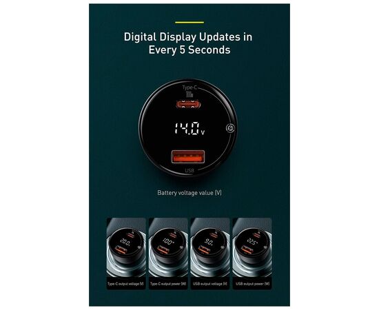 Зарядное устройство Baseus Superme Digital Display PPS USB-A/Type-C Black (CCZX-01), изображение 7 Зарядное устройство Baseus Superme Digital Display PPS USB-A/Type-C Black (CCZX-01), изображение 7