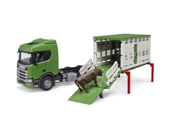 Спецтехніка Bruder Scania Super 560R для перевезення тварин 1:16 з коровою (03548), зображення 6 Спецтехніка Bruder Scania Super 560R для перевезення тварин 1:16 з коровою (03548), зображення 6