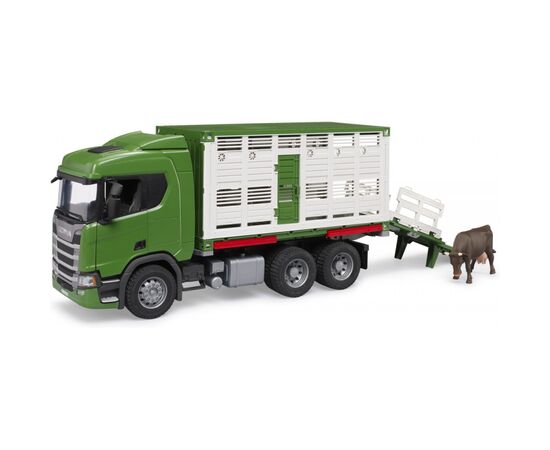 Спецтехніка Bruder Scania Super 560R для перевезення тварин 1:16 з коровою (03548)
