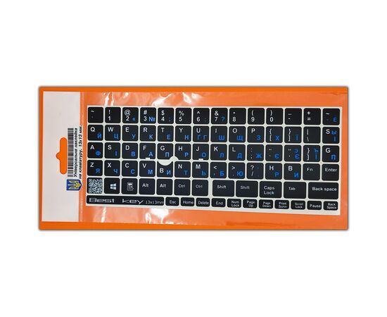 Наклейка на клавиатуру BestKey непрозрачная чорная, 76, синий (BKU13BLU/013), изображение 2 Наклейка на клавиатуру BestKey непрозрачная чорная, 76, синий (BKU13BLU/013), изображение 2