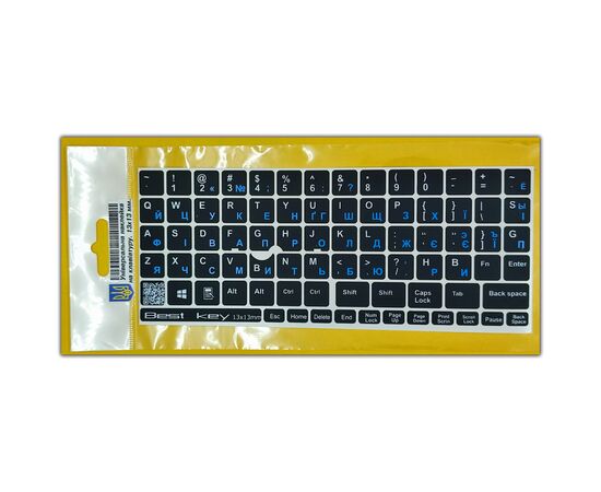 Наклейка на клавіатуру BestKey непрозора чорна, 76, синій (BKU13BLU/013)