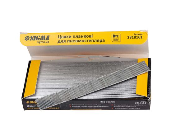 Цвяхи Sigma планкові 16x1.25x1мм для пневмостеплера 5000шт (2818161), зображення 3 Цвяхи Sigma планкові 16x1.25x1мм для пневмостеплера 5000шт (2818161), зображення 3