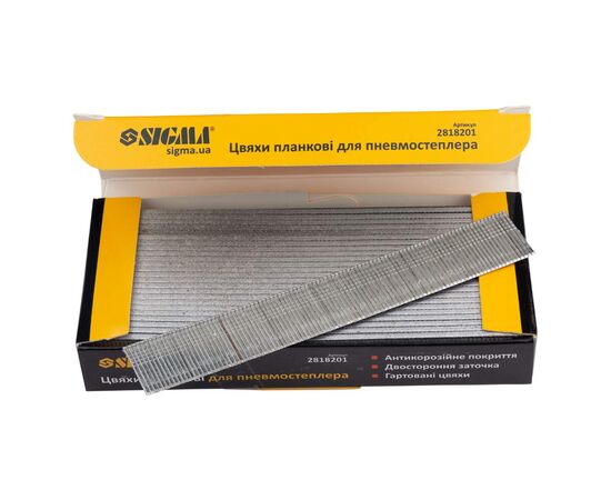 Цвяхи Sigma планкові 20x1.25x1мм для пневмостеплера 5000шт (2818201), зображення 2 Цвяхи Sigma планкові 20x1.25x1мм для пневмостеплера 5000шт (2818201), зображення 2