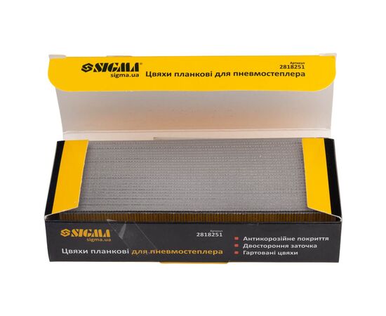 Цвяхи Sigma планкові 25x1.25x1мм для пневмостеплера 5000шт (2818251), зображення 3 Цвяхи Sigma планкові 25x1.25x1мм для пневмостеплера 5000шт (2818251), зображення 3