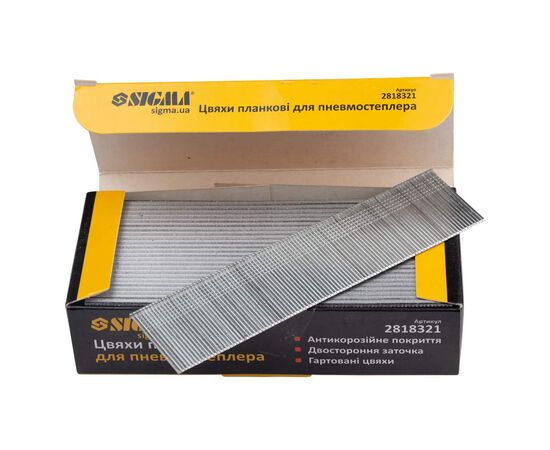 Цвяхи Sigma планкові 32x1.25x1мм для пневмостеплера 5000шт (2818321), зображення 2 Цвяхи Sigma планкові 32x1.25x1мм для пневмостеплера 5000шт (2818321), зображення 2